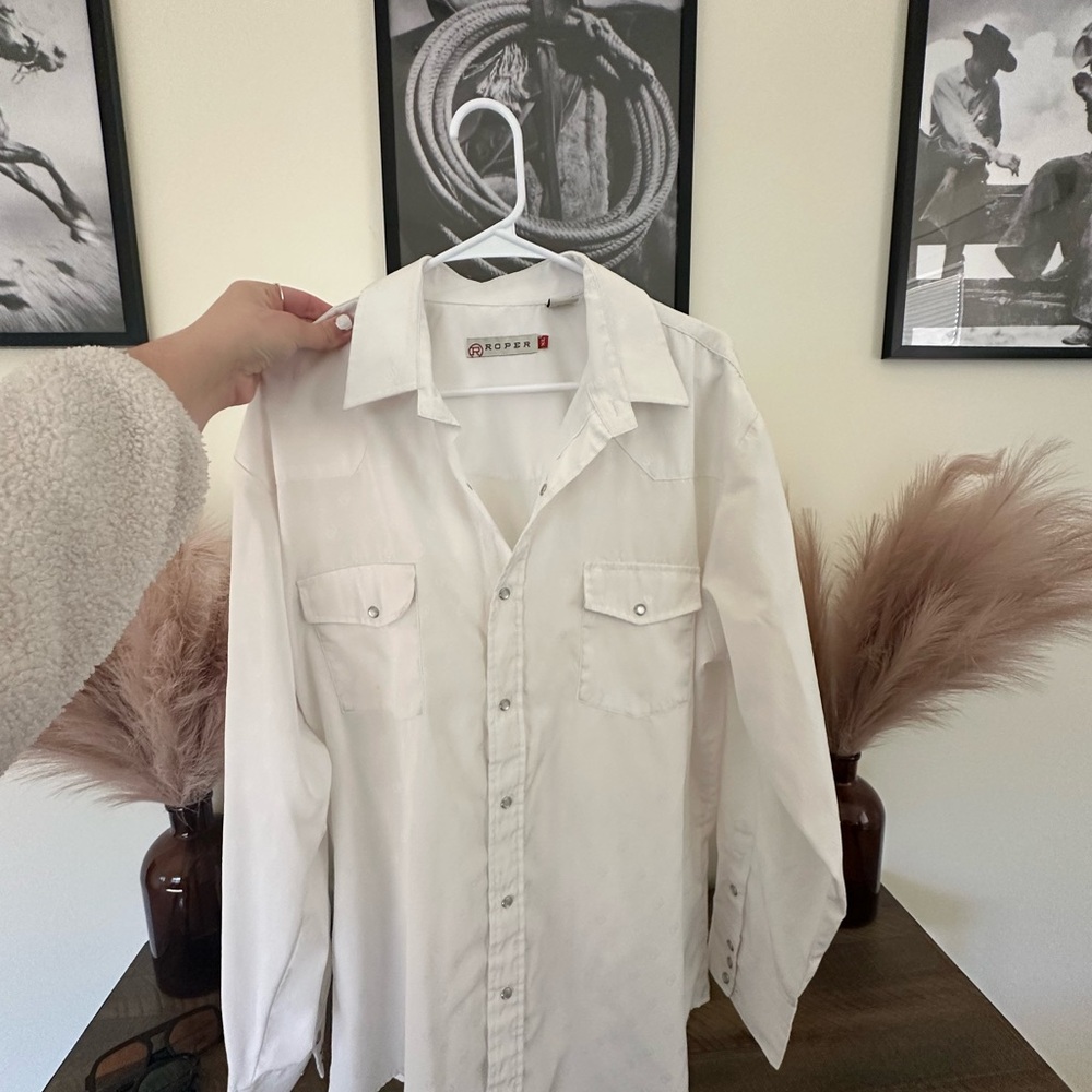 Roper Classic Pearl Snap White Shirt
